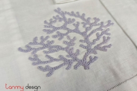  Hand towel-Light blue coral embroidery